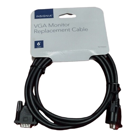 Insignia VGA Monitor Replacement Extension Cable Black 6ft NS-PV06501 - NEW - Picture 1 of 4